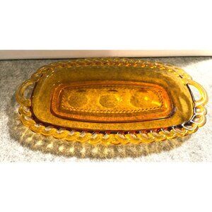 Vintage Indiana Glass Thumbprint  Butter Dish /Tray  # 2452